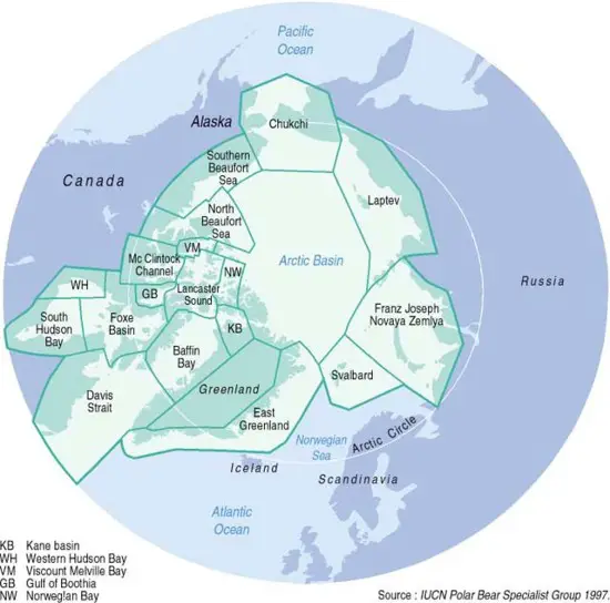 Map of polar bear habitat